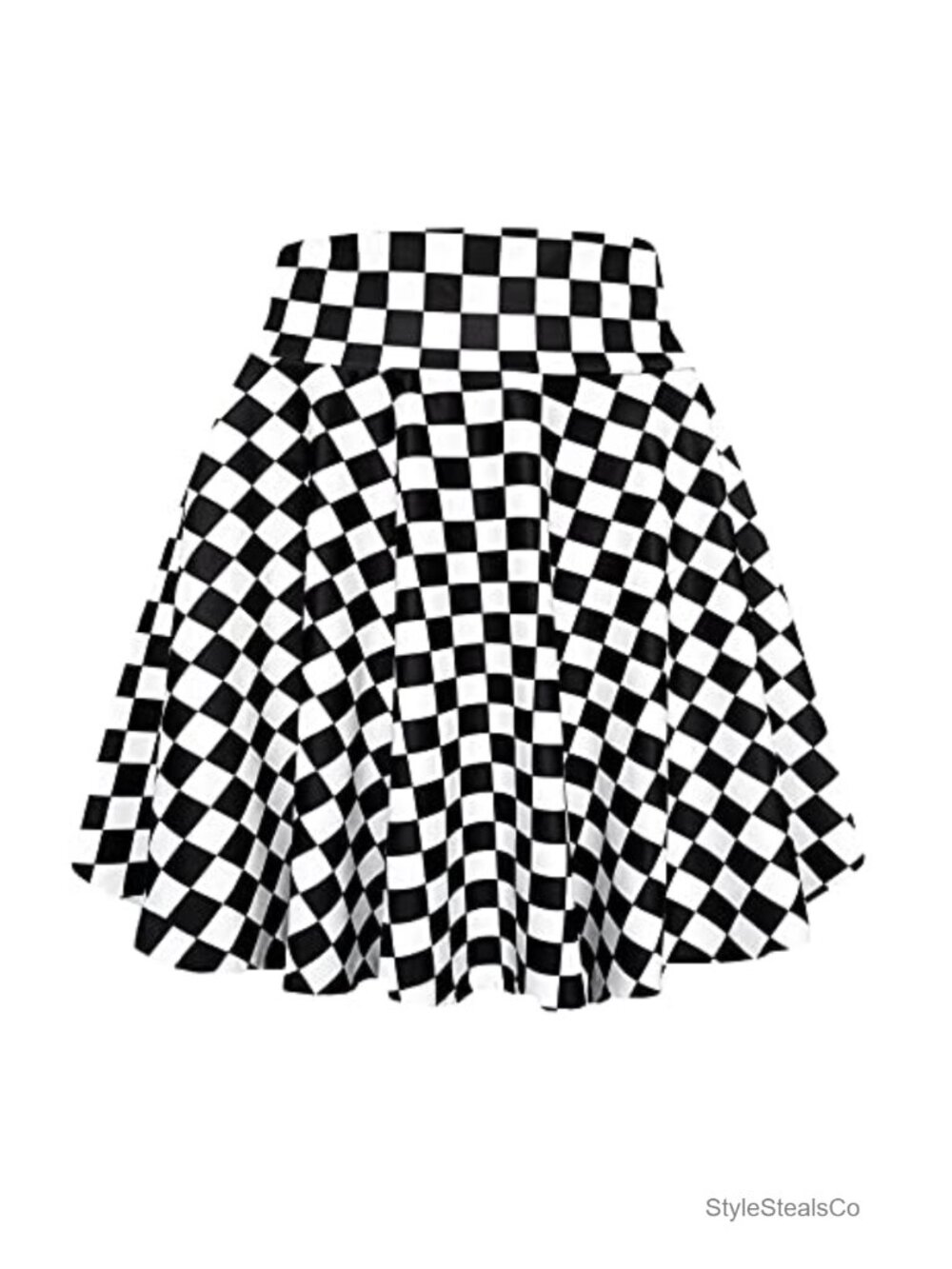 High Waisted Pleated Flared Mini Skater Skirt Polyester Cotton